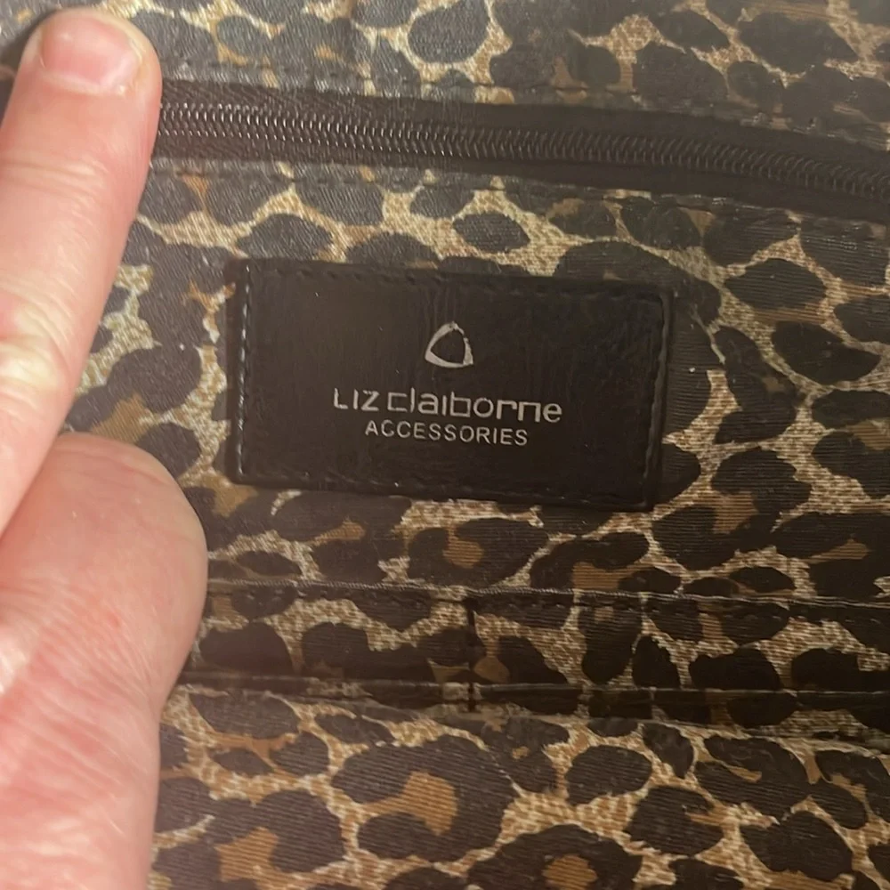 Black Liz Claiborne‎ Vegan Tote Satchel White Stitching Detail
